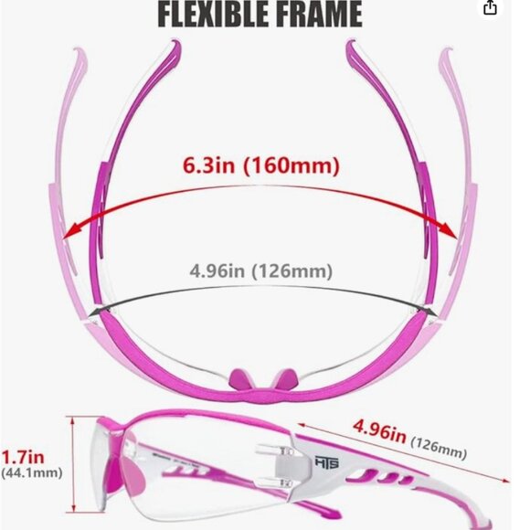 LIKE NEW Pickleball protective sports glasses - pink frame clear lenses - Picture 6 of 11
